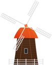 Tower for harvest keeping, windmill, village architecture. Farm equipment, mill construction