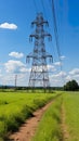 tower of High-tension line in the field Royalty Free Stock Photo