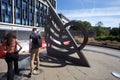 Tower Hill Sundial sculpture underground with tourist