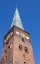 Tower of the historic Dom church in the center of Aarhus Royalty Free Stock Photo