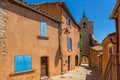 A narrow street in the beautiful French ocher village of Roussillon Royalty Free Stock Photo