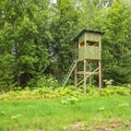 A tower for hunting in the forest Royalty Free Stock Photo