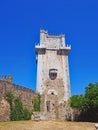 The stone tower of the medieval Castle of Beja in the Alentejo Region of Portugal