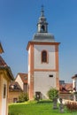 Tower of the Kostel svateho Vojtecha church in  Litomerice Royalty Free Stock Photo