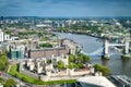 Tower of London and an aerial view of the Tower Bridge Royalty Free Stock Photo