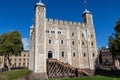 Tower of London with a clear blue sky - Part of the Historic Royal Palaces, housing the Crown Jewels, London, England Royalty Free Stock Photo