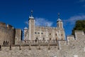 Tower of London with a clear blue sky - Part of the Historic Royal Palaces, housing the Crown Jewels, London, England Royalty Free Stock Photo