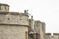 Tower of London in London, England - Metal Archer sculpture on ramparts Royalty Free Stock Photo