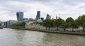 Tower of London in London, England, wide angle view from over River Thames Royalty Free Stock Photo