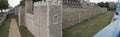 Tower of London in London, England, wide angle view of battlements Royalty Free Stock Photo
