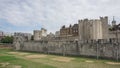 Tower of London in London, England, wide view of outer curtain wall Royalty Free Stock Photo