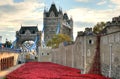 Tower of London with sea of Red Poppies to remember the fallen soldiers of WWI