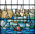 Tower of London on stained glass window