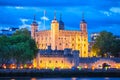 The tower of London and traitors gate evening view from Thames river