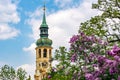 Tower of Loreta monastery in spring, Prague, Czech Republic Royalty Free Stock Photo