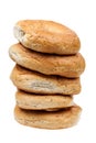 Tower made of fresh bagels Royalty Free Stock Photo