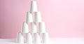 Tower made of white paper cups Royalty Free Stock Photo