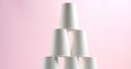 Tower made of white paper cups Royalty Free Stock Photo