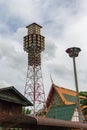 The tower with many amplified speakers