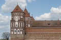 tower of the medieval castle Mir, Belarus Royalty Free Stock Photo