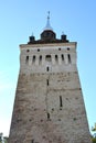 Tower of the medieval fortified church Saschiz (Keisd), Transylvania.
