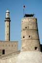 Tower and minaret in old fort area of dubai Royalty Free Stock Photo