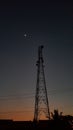 Tower and Moon Sun near of Tower Royalty Free Stock Photo