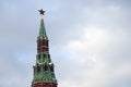 Tower of Moscow Kremlin. Color winter photo. Royalty Free Stock Photo