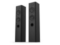Tower music speakers with matte black side panels