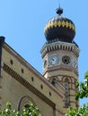 Neo- moorish style tower of the synagogue of Budapest in Hungary.