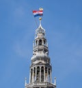 Tower of the Noorderkerk in Amsterdam Netherlands at Kingsday