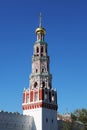 tower of the Novodevichy Convent and bell tower on the territory of the monastery Royalty Free Stock Photo