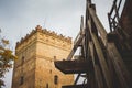 Tower of the Old Castle with stairs to the observation deck in t Royalty Free Stock Photo