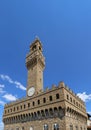 TOWER OF OLD PALACE called Palazzo Vecchio in Italian language i Royalty Free Stock Photo