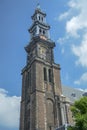 Tower of Oude Kerk church, Amsterdam Royalty Free Stock Photo