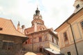 Tower in palace in Cesky Krumlov Royalty Free Stock Photo