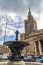 Warsaw Poland. February 18, 2019. Tower of the palace. The Palace of Culture and Science in Warsaw Poland was donated by Stalin in