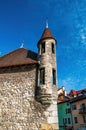 Tower of Palais de l'Isle - Island Palace - in Annecy, France Royalty Free Stock Photo