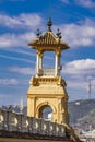 Tower at Palaus d`Alfons XIII i de Victoria Eugenia in Barcelona, Spain