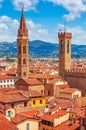 Tower of palazzo vecchio in florence top view Royalty Free Stock Photo