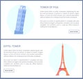 Tower of Pisa and Eiffel Tower Vector Illustration Royalty Free Stock Photo