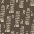 Tower of Pisa pattern, seamless background with famous places of Italy Royalty Free Stock Photo