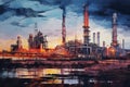 Refinery pollution industrial smoke energy factory production