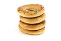 Tower of poppy bagels Royalty Free Stock Photo