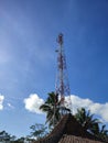 Tower profider towering above the pavilion with a beautiful view of blue sky and white clouds Royalty Free Stock Photo