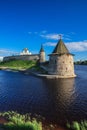 Tower of the Pskov Kremlin in the evening Royalty Free Stock Photo