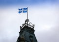 Tower with Quebec flag in Quebec city Royalty Free Stock Photo