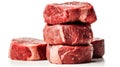 Tower of Raw Beef Steaks: Perfectly Captured on White Background