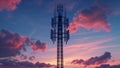 Tower Reaching the Skies Timelapse of a Teleommunications Structure at Magic Hour Royalty Free Stock Photo