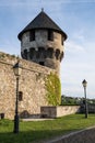 Tower of the reconstructed medieval part of Buda castle Royalty Free Stock Photo